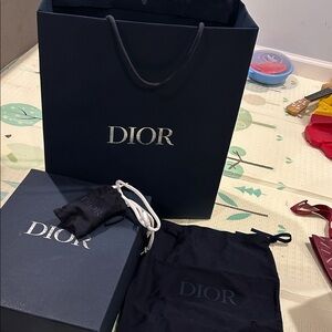 Dior empty shoe gift box  matching bag along with shoe bag shoe lace pouch